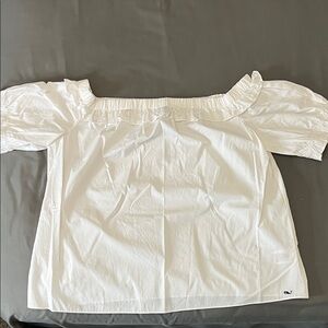 Vineyard Vines White Off-Shoulder Puff Sleeve Top